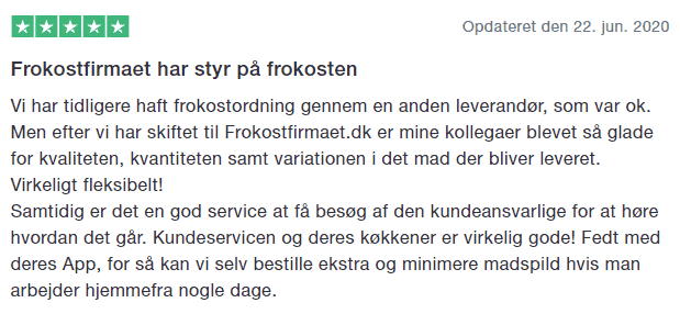 Frokostordning Aarhus - Frokostfirmaet Trustpilot anmeldelse